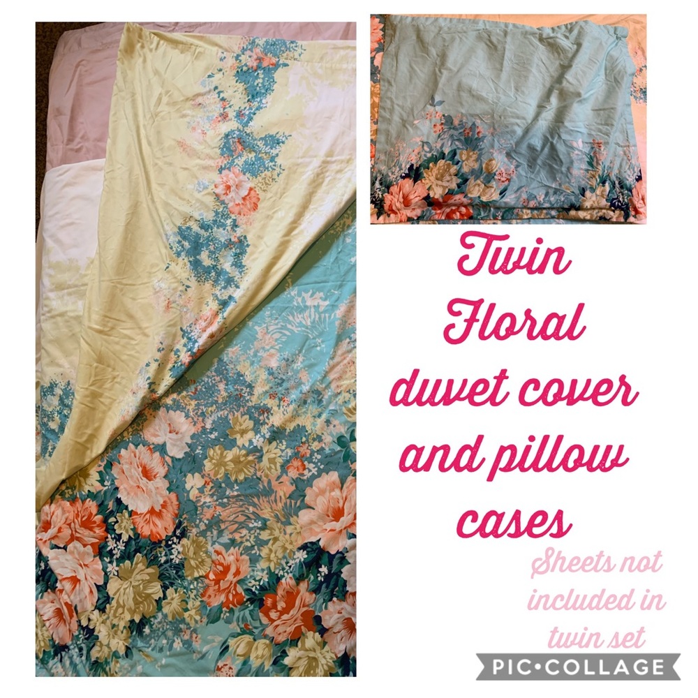 Twin floral duvet with pillow cases